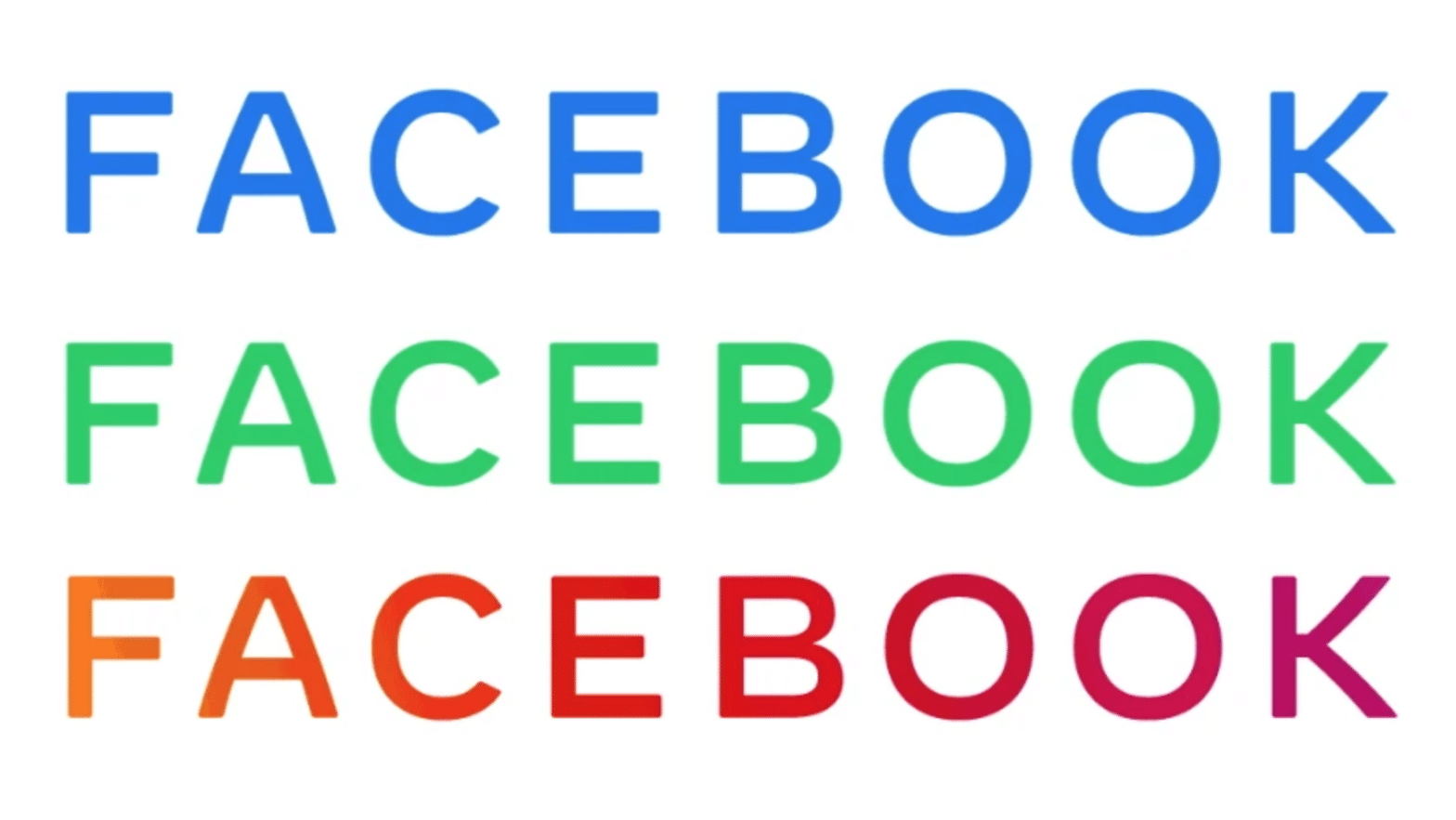 New corporate logo of Facebook, in 3 colors, used for 