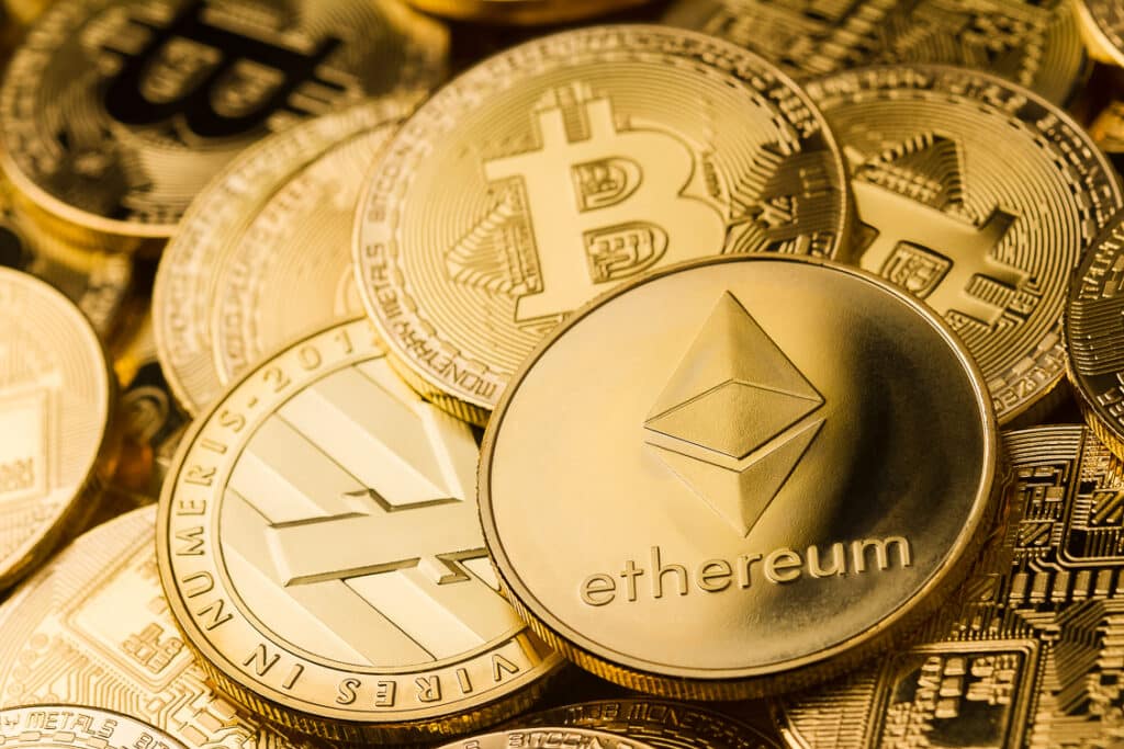 crypto currency coins of ethereum (ether, ETH), bitcoin (BTC), used in a blog post "Crypto, Elon Musk, Tim Draper", written by Joanne Z. Tan, 10PlusBrand.com