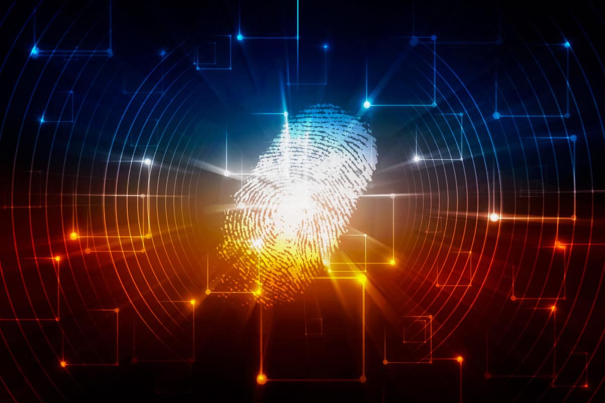 A fingerprint with digital data blueprint to show decoding brand DNA, and its unique value proposition, & brand building, by Joanne Tan, 10PlusBrand.com