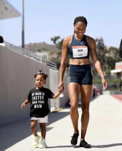 Alyson Felix with daughter, personal branding was as successful as her 11 Olympic medals, as told by Joanne Z. Tan for blog about be your own brand