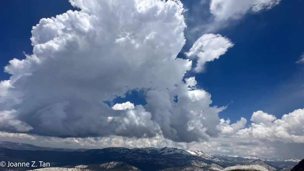 Dramatic clouds approach Clouds Rest & Yosemite Valley, photos by Joanne Z. Tan, writer, award-winning photographer, poet, brand strategist & branding expert.