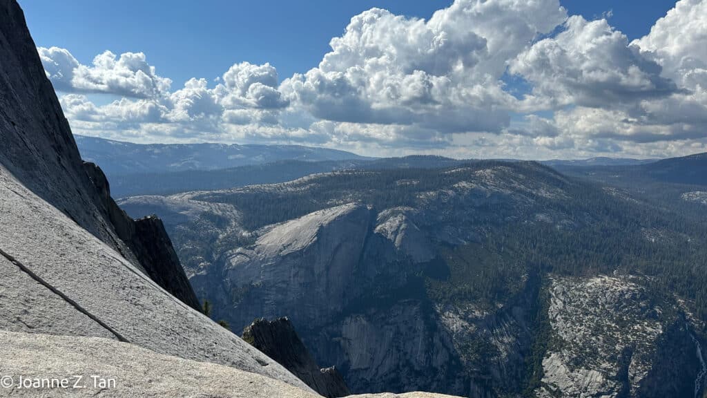 Half Dome's steep cliffs, photographed from Base Dome by Joanne Z. Tan, writer, award-winning photographer & poet, global top brand strategist, branding expert.