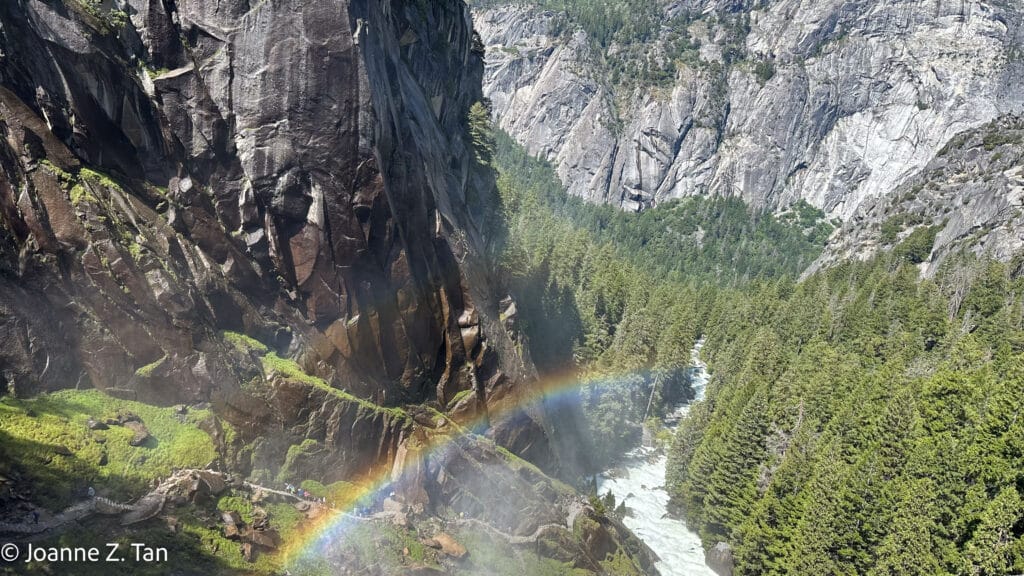 Rainbow, waterfall, river, and cliffs in Yosemite Valley. By Joanne Z. Tan, global brand strategist & branding expert, writer, award-winning photographer, poet