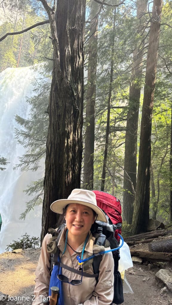 Nevada Fall tall pine trees on trail from Yosemite Valley. By Joanne Z. Tan, global brand strategist & branding expert, writer, award-winning photographer, poet