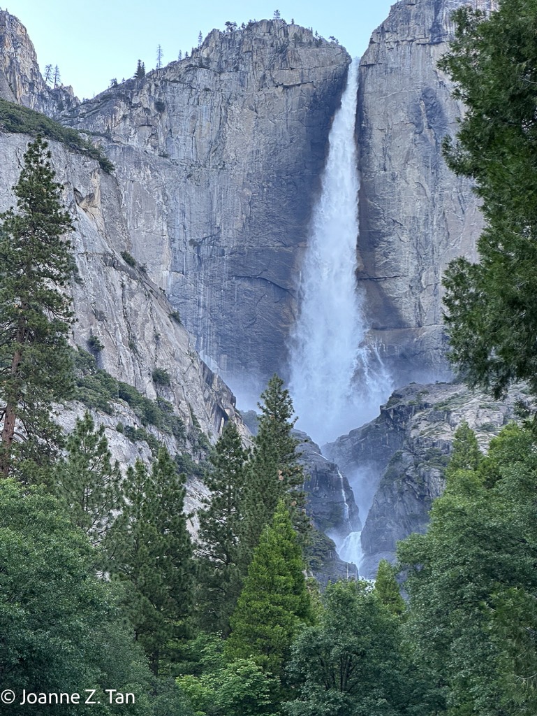 Yosemite Fall, Yosemite Valley, captured & described by poet & photographer Joanne Z. Tan in her Yosemite wilderness backpacking & camping stories, Part 1 of 4.