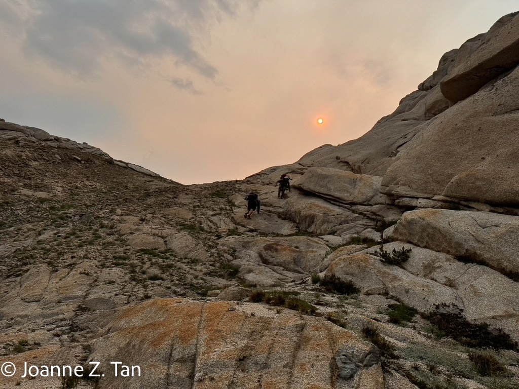 Descending rocky and steep granite mountains in the High Sierra, a true adventure story, Pt 1 of 3, about backpacking and hiking.