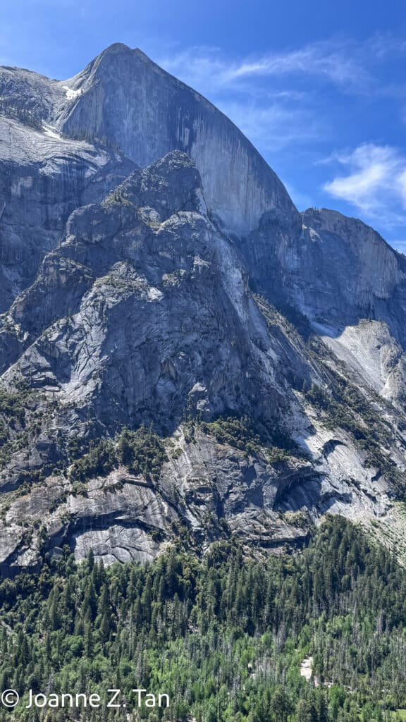 Half Dome, front, from Snow Creek Trail, by Joanne Z. Tan in her backpacking story in Yosemite wilderness as poet, writer, photographer, brand strategist.