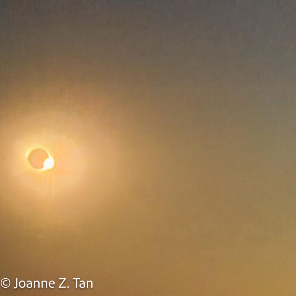 Joanne Z. Tan took this photo of a full solar eclipse at Leon, Spain, after hiking Camino de Santiago Primitivo, a 200-mile (310 kilometers) pilgrimage.