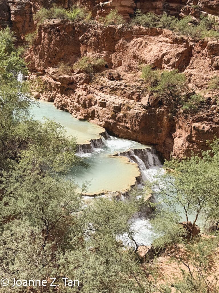 Joanne Z. Tan described swim in Beaver Falls in in her poetic memoir on Havasupai falls, Grand canyon & western desert, human connection, nature & mortality.